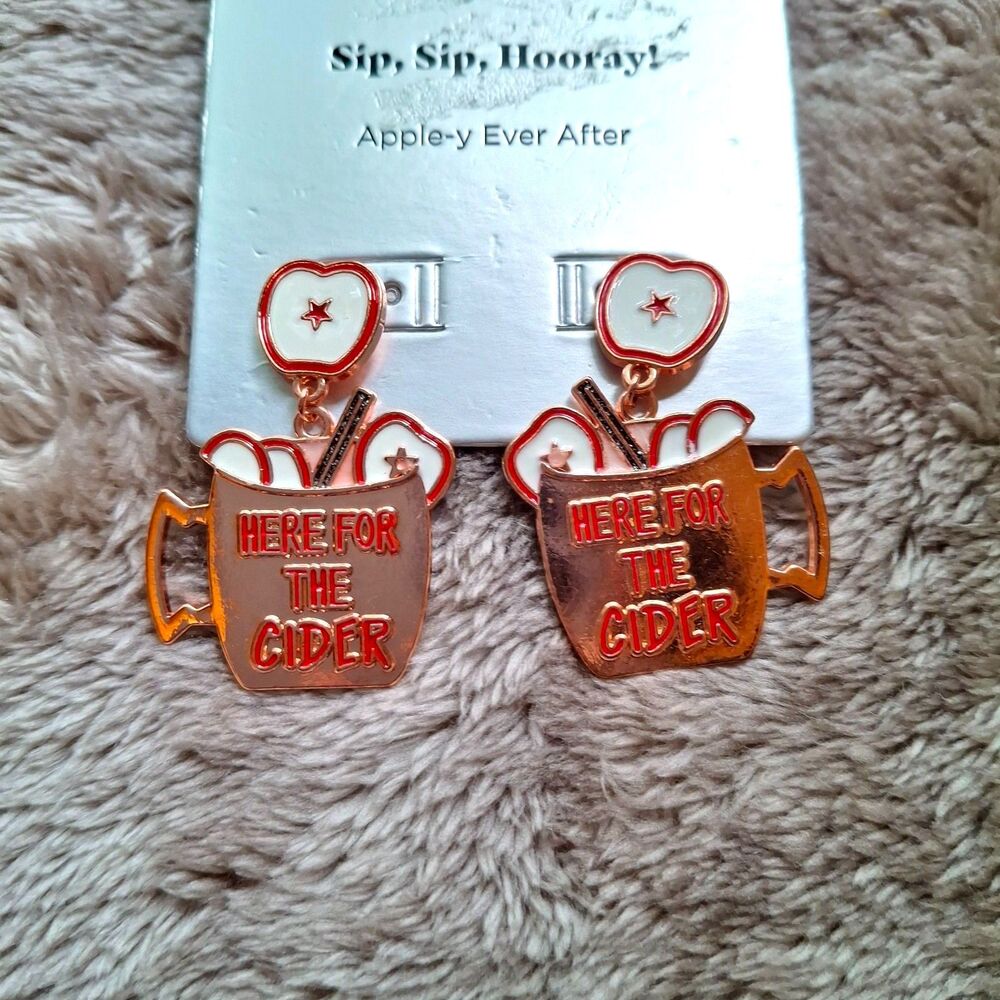 SUGARFIX by BaubleBar Here for the Cider Enamel Dangle Statement Earrings Apple - Picture 2 of 6